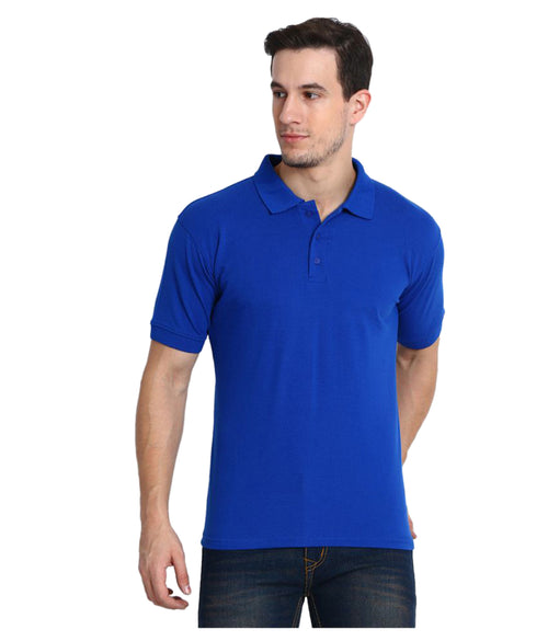 Cotton Blend Solid Half Sleeves Mens Polo T-Shirt