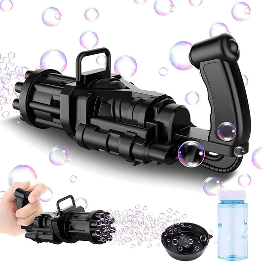 Bubble Gun- 8 Hole Automatic Gatling Bubble Gun Blower Maker, with 3 Batteries and Bubble Water(Assorted Color)