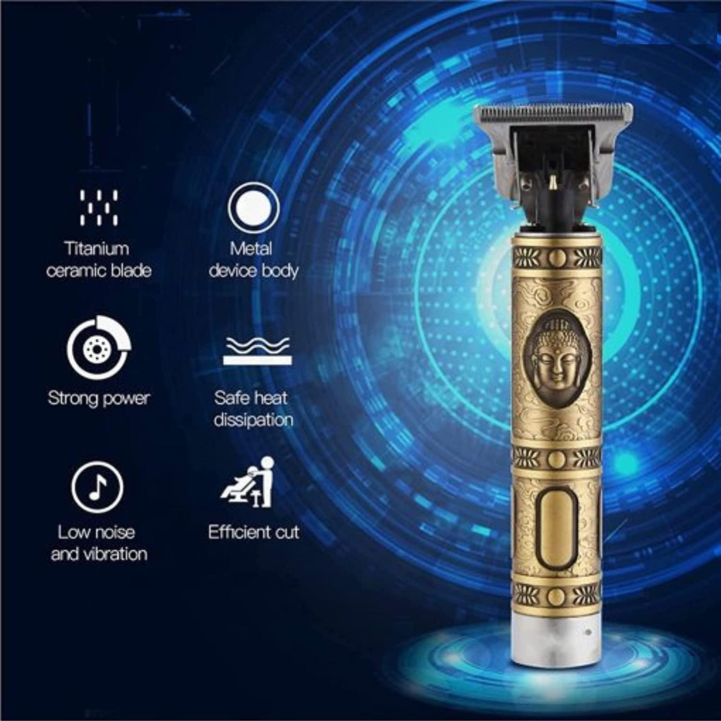 Hair Trimmer For Men Buddha Style Trimmer, Professional Hair Clipper, Adjustable Blade Clipper, Hair Trimmer and Shaver,Retro Oil Head Close Cut Precise hair Trimming Machine (Golden)